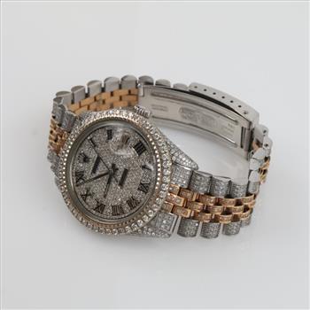 Rolex 5.68ctTW Diamond SS And 18kt Gold DateJust Watch - Evaluated By Certified Gemologist-AGS/GIA