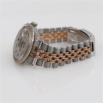 Rolex 5.68ctTW Diamond SS And 18kt Gold DateJust Watch - Evaluated By Certified Gemologist-AGS/GIA