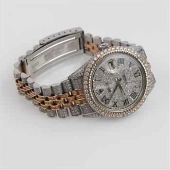 Rolex 5.68ctTW Diamond SS And 18kt Gold DateJust Watch - Evaluated By Certified Gemologist-AGS/GIA