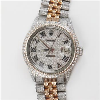 Rolex 5.68ctTW Diamond SS And 18kt Gold DateJust Watch - Evaluated By Certified Gemologist-AGS/GIA