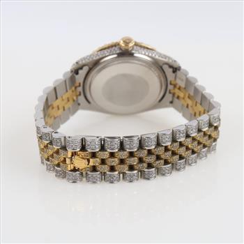 Rolex 7.15cts TW Diamond 18kt Gold Date Just Watch-Evaluated By Our Certified Gemologist-AGS/GIA