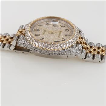 Rolex Date Just 10.54cts TW Diamond Watch-Evaluated By Our Certified Gemologist-AGS/GIA