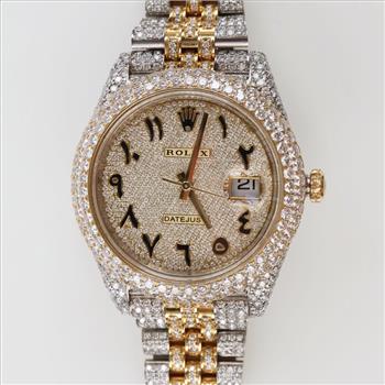 Rolex Date Just 10.54cts TW Diamond Watch-Evaluated By Our Certified Gemologist-AGS/GIA
