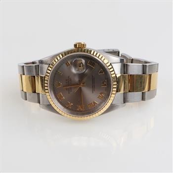 Rolex Date Just 18kt Gold Watch-Evaluated By Our Certified Gemologist-AGS/GIA