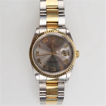 Rolex Date Just 18kt Gold Watch-Evaluated By Our Certified Gemologist-AGS/GIA