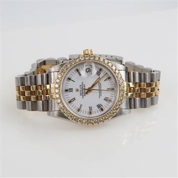 Rolex DateJust 1.23ctTW Diamond 18kt Gold Accent Watch -Evaluated By Certified Gemologist-AGS/GIA