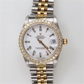 Rolex DateJust 1.23ctTW Diamond 18kt Gold Accent Watch -Evaluated By Certified Gemologist-AGS/GIA