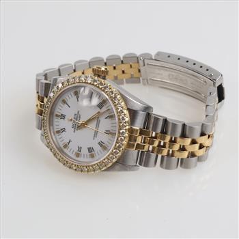 Rolex DateJust 1.23ctTW Diamond 18kt Gold Accent Watch -Evaluated By Certified Gemologist-AGS/GIA