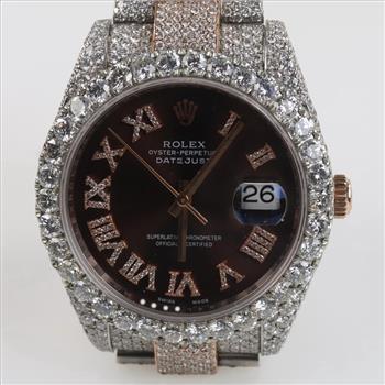 Rolex DateJust 14.29cts TW Diamond  Watch- Evaluated By Our Certified Gemologist-AGS/GIA