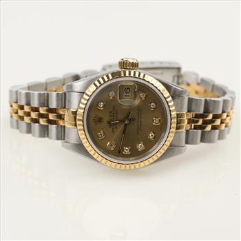Rolex DateJust 18kt Gold Diamond Dial Watch-Evaluated By Our Certified Gemologist-AGS/GIA