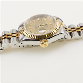 Rolex DateJust 18kt Gold Diamond Dial Watch-Evaluated By Our Certified Gemologist-AGS/GIA