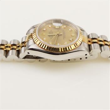 Rolex DateJust 18kt Gold Diamond Dial Watch-Evaluated By Our Certified Gemologist-AGS/GIA