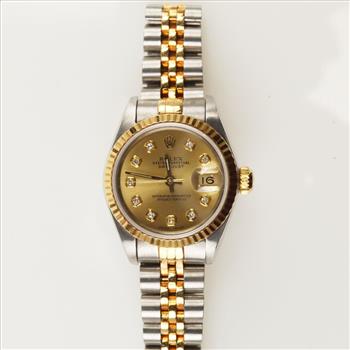 Rolex DateJust 18kt Gold Diamond Dial Watch-Evaluated By Our Certified Gemologist-AGS/GIA