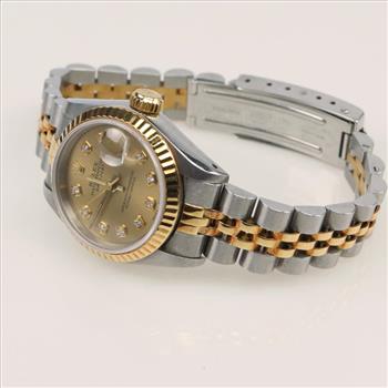 Rolex DateJust 18kt Gold Diamond Dial Watch-Evaluated By Our Certified Gemologist-AGS/GIA