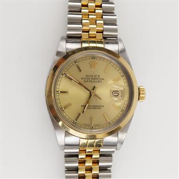 Rolex DateJust 18kt Gold Watch-Evaluated By Our Certified Gemologist-AGS/GIA