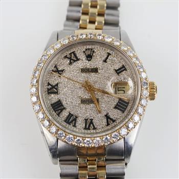 Rolex DateJust 2.28cts TW Diamond 14kt Gold Watch - Evaluated By Our Certified Gemologist - AGS/GIA