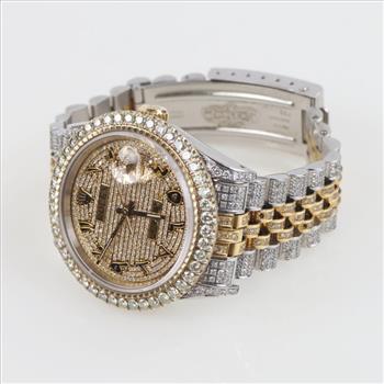 Rolex DateJust 6.23ctTW Diamond 18kt Gold Watch - Evaluated By Our Certified Gemologist-AGS/GIA