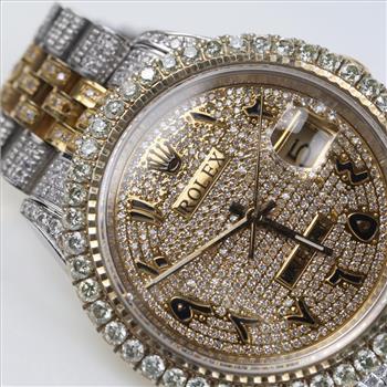Rolex DateJust 6.23ctTW Diamond 18kt Gold Watch - Evaluated By Our Certified Gemologist-AGS/GIA