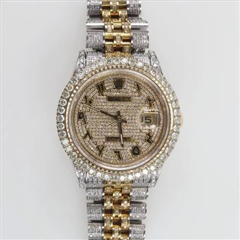 Rolex DateJust 6.23ctTW Diamond 18kt Gold Watch - Evaluated By Our Certified Gemologist-AGS/GIA