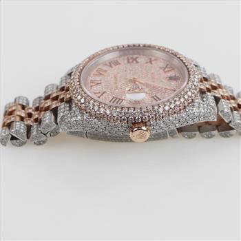 Rolex DateJust 8.53ctTW Diamond Stainless 18kt Rose Gold Watch - Evaluated By Certified Gemologist