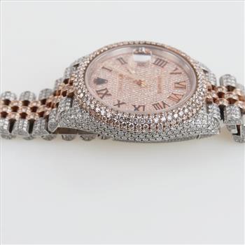 Rolex DateJust 8.53ctTW Diamond Stainless 18kt Rose Gold Watch - Evaluated By Certified Gemologist