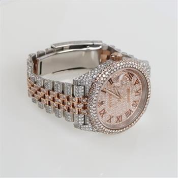 Rolex DateJust 8.53ctTW Diamond Stainless 18kt Rose Gold Watch - Evaluated By Certified Gemologist