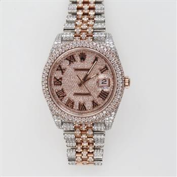 Rolex DateJust 8.53ctTW Diamond Stainless 18kt Rose Gold Watch - Evaluated By Certified Gemologist