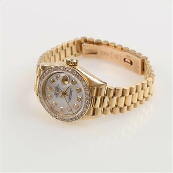 Rolex Datejust Diamond 18kt Gold Watch-Evaluated By Our Certified Gemologist-AGS/GIA