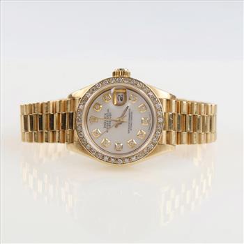 Rolex Datejust Diamond 18kt Gold Watch-Evaluated By Our Certified Gemologist-AGS/GIA