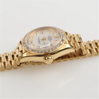 Rolex Datejust Diamond 18kt Gold Watch-Evaluated By Our Certified Gemologist-AGS/GIA