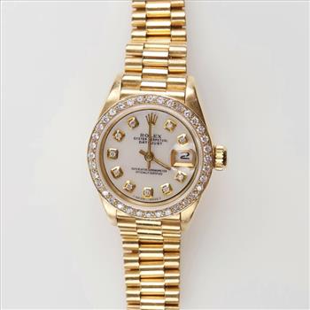 Rolex Datejust Diamond 18kt Gold Watch-Evaluated By Our Certified Gemologist-AGS/GIA