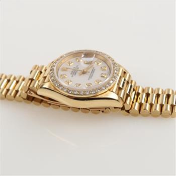 Rolex Datejust Diamond 18kt Gold Watch-Evaluated By Our Certified Gemologist-AGS/GIA
