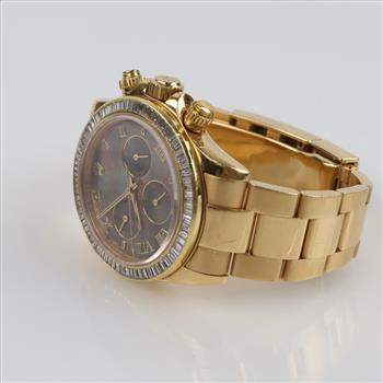 Rolex Daytona 3.85cts TW Diamond 18kt Gold Watch-Evaluated By Our Certified Gemologist-AGS/GIA