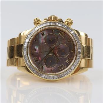 Rolex Daytona 3.85cts TW Diamond 18kt Gold Watch-Evaluated By Our Certified Gemologist-AGS/GIA