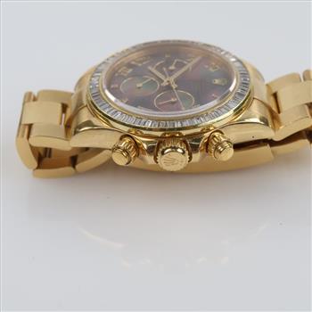 Rolex Daytona 3.85cts TW Diamond 18kt Gold Watch-Evaluated By Our Certified Gemologist-AGS/GIA