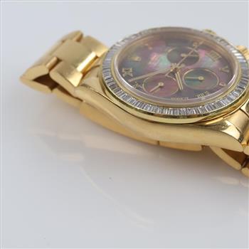 Rolex Daytona 3.85cts TW Diamond 18kt Gold Watch-Evaluated By Our Certified Gemologist-AGS/GIA