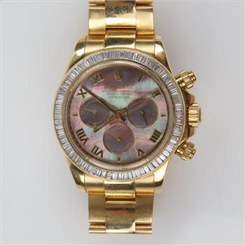Rolex Daytona 3.85cts TW Diamond 18kt Gold Watch-Evaluated By Our Certified Gemologist-AGS/GIA
