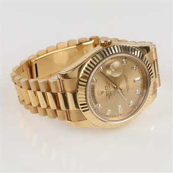 Rolex Oyster Perpetual Day-Date 18kt Gold Watch -Evaluated By Our Certified Gemologist-AGS/GIA