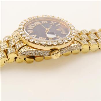 Rolex President 17.44cts TW Diamond 18kt Gold Watch-Evaluated By Our Certified Gemologist-AGS/GIA