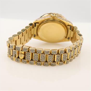 Rolex President 17.44cts TW Diamond 18kt Gold Watch-Evaluated By Our Certified Gemologist-AGS/GIA