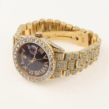 Rolex President 17.44cts TW Diamond 18kt Gold Watch-Evaluated By Our Certified Gemologist-AGS/GIA