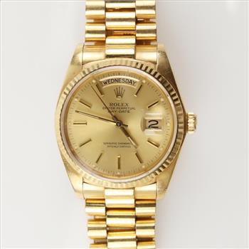 Rolex President 18kt Gold Watch - Evaluated By Our Certified Gemologist - A.G.S. / G.I.A.