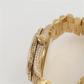 Rolex President 8.62cts TW Diamond 14kt Gold Watch-Evaluated By Our Certified Gemologist-AGS/GIA