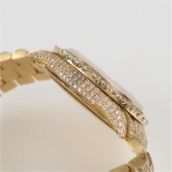 Rolex President 8.62cts TW Diamond 14kt Gold Watch-Evaluated By Our Certified Gemologist-AGS/GIA
