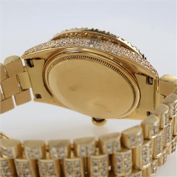 Rolex President 8.62cts TW Diamond 14kt Gold Watch-Evaluated By Our Certified Gemologist-AGS/GIA
