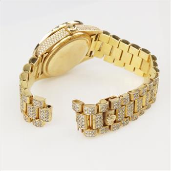 Rolex President Iced-Out 8.12 Cts TW 18Kt Gold Watch Evaluated By Our Certified Gemologist-AGS/GIA