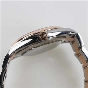 Rolex Stainless Steel 18kt Rose Gold Accent Datejust Watch-Evaluated by Certified Gemologist-AGS/GIA