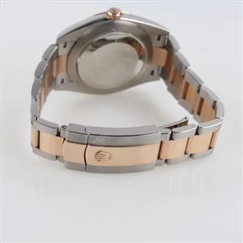 Rolex Stainless Steel 18kt Rose Gold Accent Datejust Watch-Evaluated by Certified Gemologist-AGS/GIA