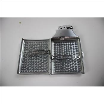 Ronson Cigarette/Case Lighter Combo, Silver