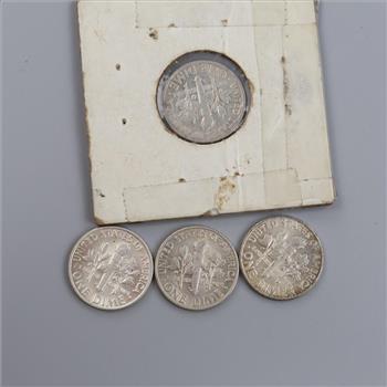 Roosevelt Silver Dimes, 4 Pieces